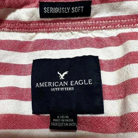 American Eagle Outfitters Red and White Stripe Shirt Size L - Picture 3 of 5